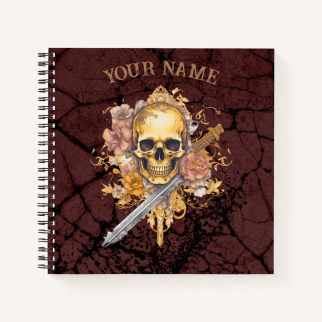 Gold Skull-Notebook Notizbuch (Vorderseite)