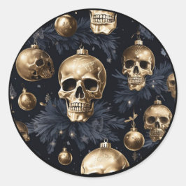 Gold Skull Round Stickers