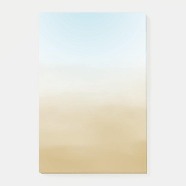 Gold Sky Blue Ombre Wasserfarbe Post-it Klebezettel (Vorderseite)