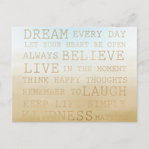 Gold Sky Blue Ombre Watercolor Postkarte