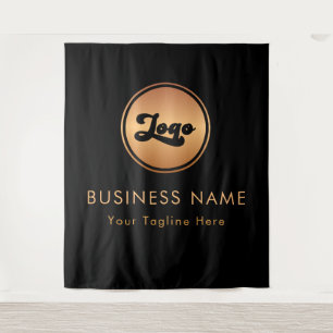 Gold Small Business Company Logo - Schwarzer Hinte Wandteppich