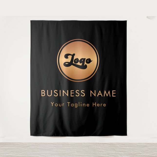 Gold Small Business Company Logo - Schwarzer Hinte Wandteppich (Vorderseite)