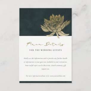 GOLD-SMARAGD-GRÜNE-LOTUS-BLUmen-HOCHZEITSDETAILS Begleitkarte
