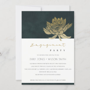 GOLD-SMARAGD-GRÜNE-LOTUS-BLUMEN-HOCHZEITSEINLADUNG DANKESKARTE