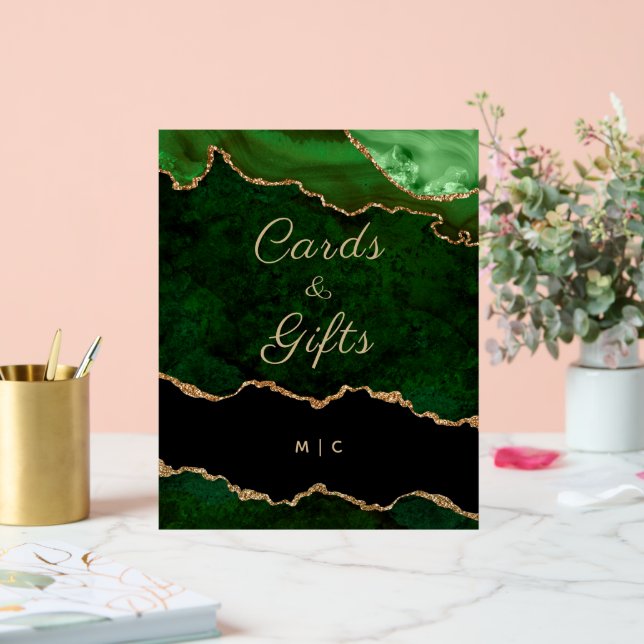Gold Smarald Green Agate Hochzeitskarten Geschenke Acrylschild (Hochzeit)