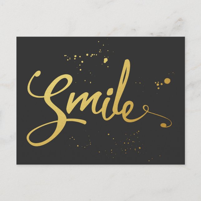 Gold Smile Zitat Postkarte (Vorderseite)