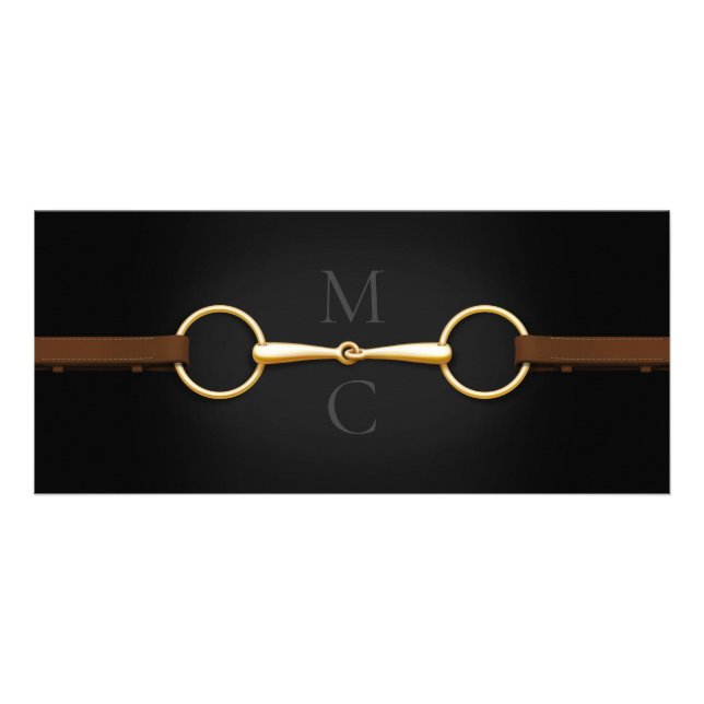 Gold Snaffle Bit & Laced Reins Reitindustrie Werbekarte (Vorne)
