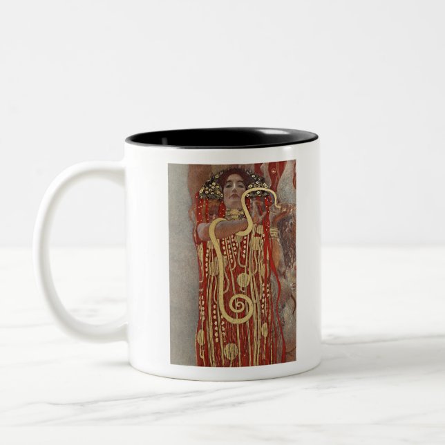 Gold Snake Gustav Klimts berühmtes Gemälde in Hygi Zweifarbige Tasse (Links)