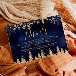 Gold snow pine navy Christmas winter details Begleitkarte