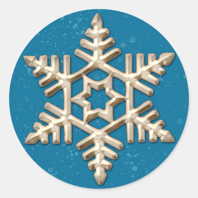 Gold Snowflake auf Blue Holiday Stickers (Vorderseite)