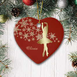 Gold Snowflake Ballerina Red Personalisiert Keramik Ornament