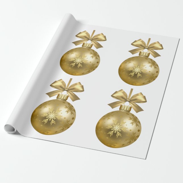 Gold Snowflake Bauble Ornament Geschenkpapier (Ungerollt)