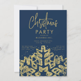 Gold Snowflake Corporate Christmas Party Navy Einladung