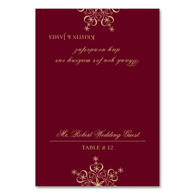 Gold Snowflake DIY Sitzplätze Tischnummer (Vorderseite)