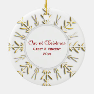 Gold Snowflake Erstes Weihnachtsfest Foto Keramik Ornament