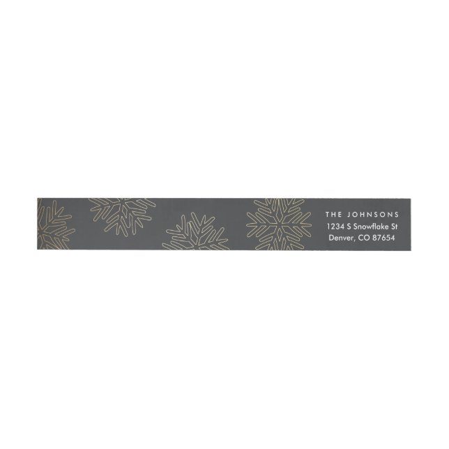 Gold Snowflake Holiday Return Address Labels (Person)