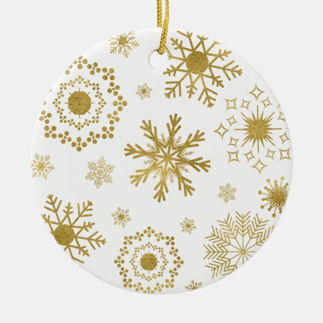 Gold Snowflake Muster Weihnachtsschmuck (Vorne)