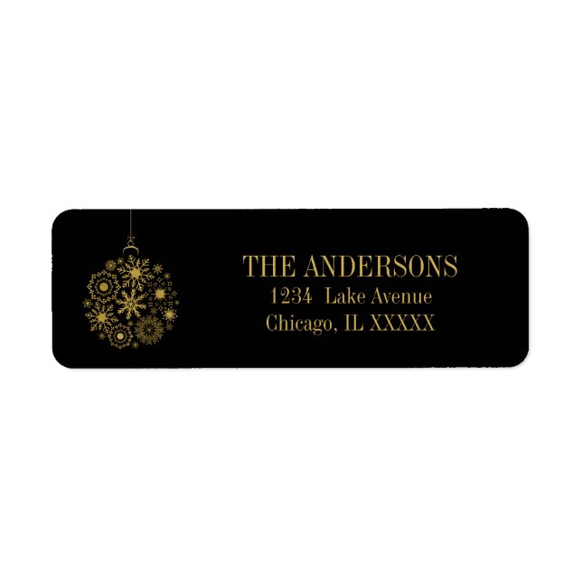 Gold Snowflake Ornament-Feiertage-Adressetikett (Vorne)