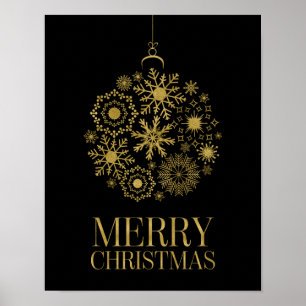 Gold Snowflake Ornament Frohe Weihnachtsgebäck Poster