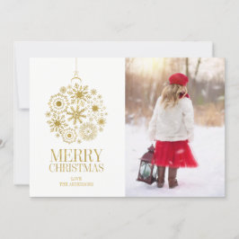 Gold Snowflake Ornament Holiday Foto Card Feiertagskarte
