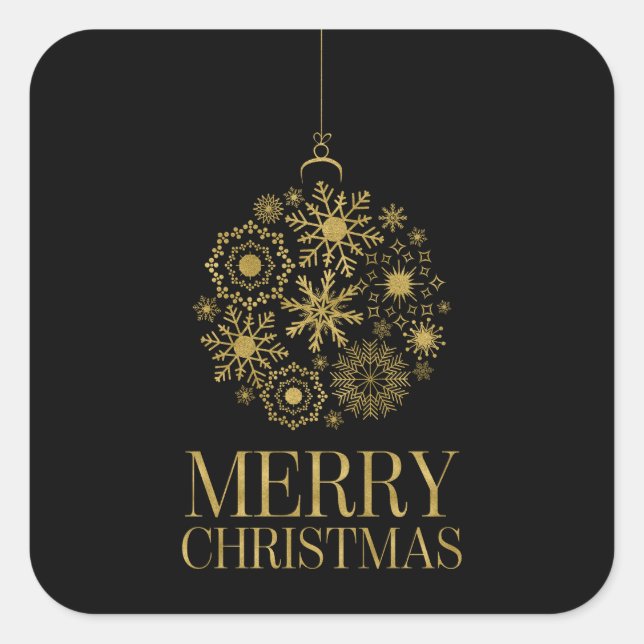 Gold Snowflake Ornament Holiday Square Stickers (Vorderseite)