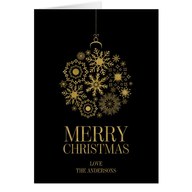 Gold Snowflake Ornament Weihnachtskarte (Vorne)