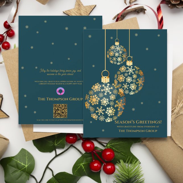 Gold Snowflake Ornaments Corporate Holiday Card (Gold Snowflake Ornaments Corporate Holiday Card)