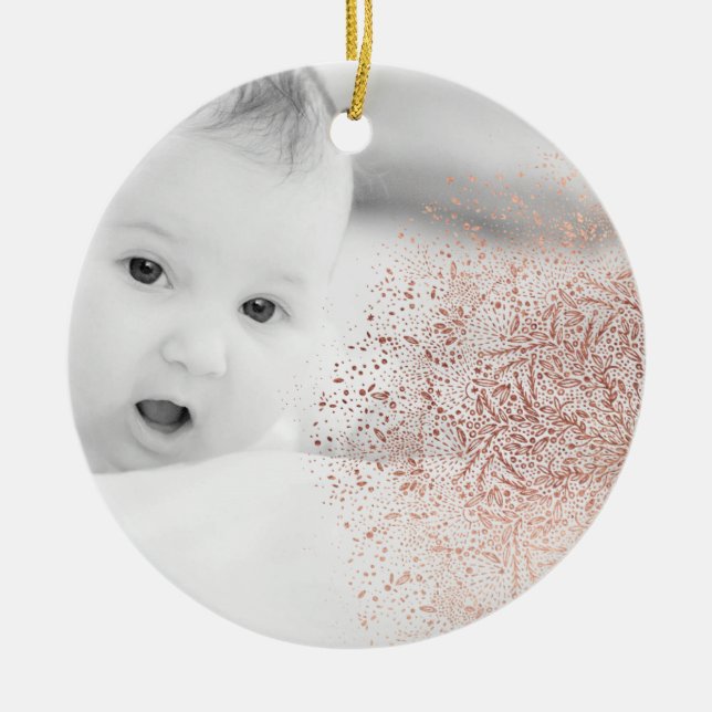 Gold Snowflake Overlay Weihnachten Keramik Ornament (Vorne)
