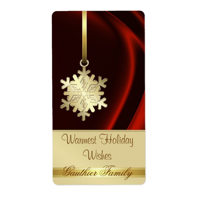 Gold Snowflake Rote Seidenraupe Weinkarte (Vorne)