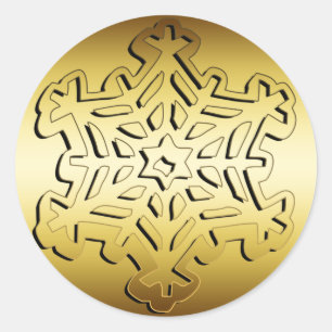 GOLD SNOWFLAKE RUNDER AUFKLEBER
