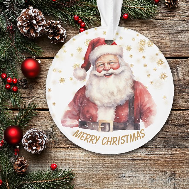 Gold Snowflake Santa Claus Kid's Christmas Ornament (Von Creator hochgeladen)