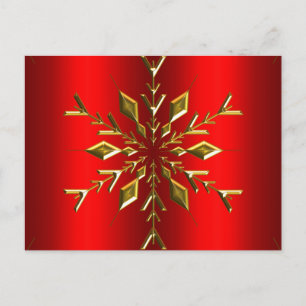 Gold Snowflake Star zu Roten Weihnachten Postkarte