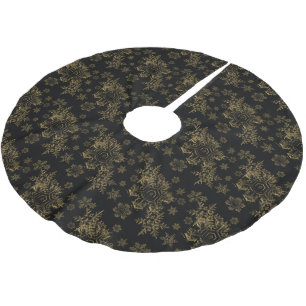 Gold Snowflake Tree Skirt Polyester Weihnachtsbaumdecke
