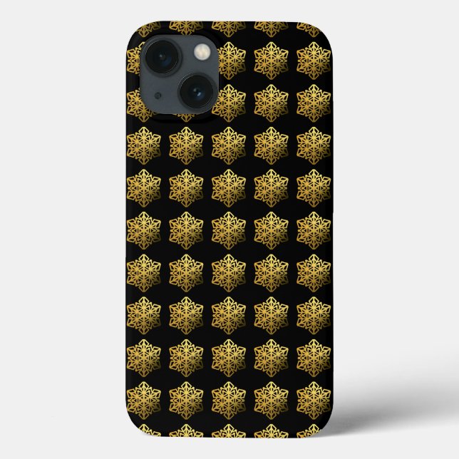 Gold Snowflakes Black Phone Case (Rückseite)