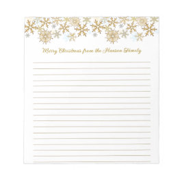 Gold Snowflakes Frohe Weihnachten Lined Notizblock