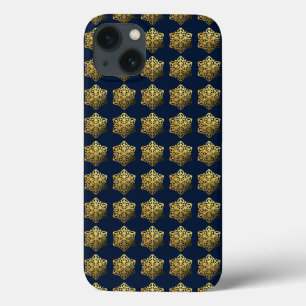 Gold Snowflakes Navy Phone Case