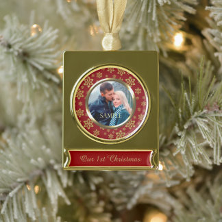 Gold Snowflakes Rotes Weihnachten Banner-Ornament Gold