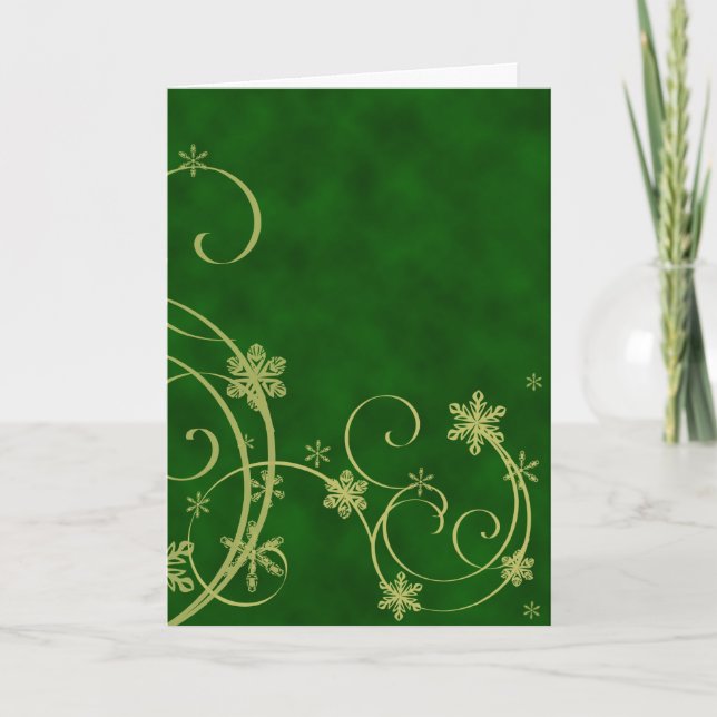 Gold Snowflakes Weihnachtskarte Feiertagskarte (Vorderseite)