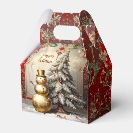 Gold Snowman Christmas Tree Holiday Favor Box Geschenkschachtel