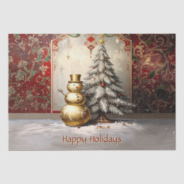 Gold Snowman Christmas Tree Holiday Seidenpapier