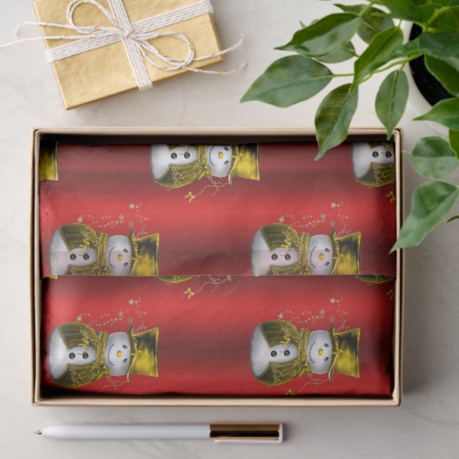 Gold Snowman in Red Seidenpapier (Geschenk)