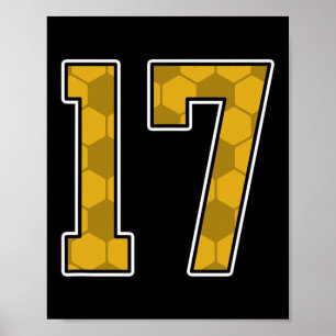 Gold Soccer Muster Nummer 17 Trikot Spieler Unifor Poster