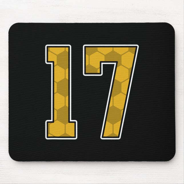Gold Soccer Pattern Number 17 Jersey Player Unifor Mousepad (Vorne)