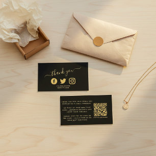 Gold Social Media Icons QR Code Dank Rabatt Begleitkarte