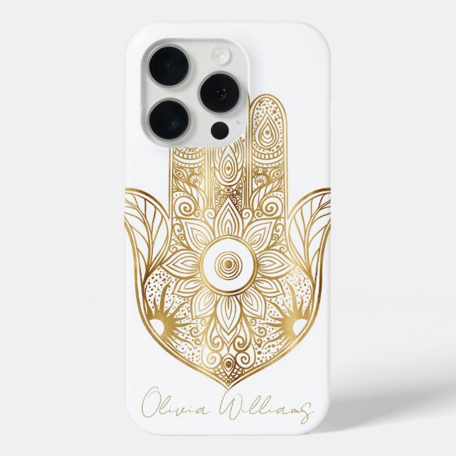 Gold Sonnenblume Hamsa Hand Case-Mate iPhone Hülle (Rückseite)
