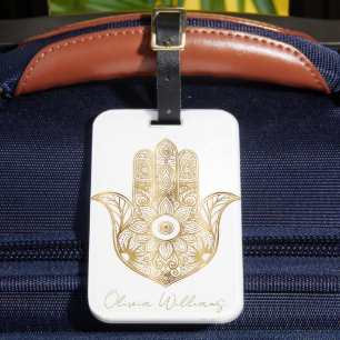 Gold Sonnenblume Hamsa Hand Gepäckanhänger
