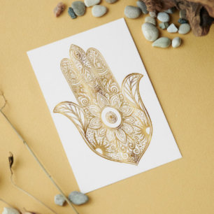 Gold Sonnenblume Hamsa Hand Karte