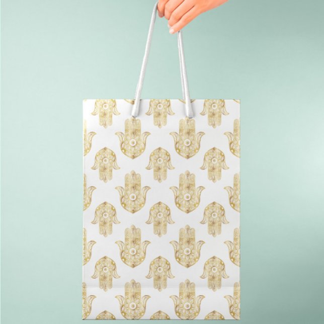 Gold Sonnenblume Hamsa Hand Mittlere Geschenktüte (Von Creator hochgeladen)