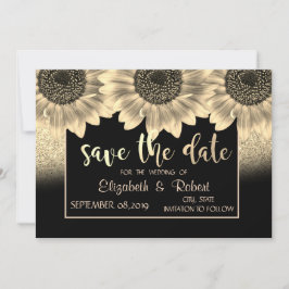 Gold, Sonnenblumen, Glitzer Save the Date