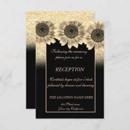 Gold, Sonnenblumen, Hochzeitsempfang für Glitzer Einladung